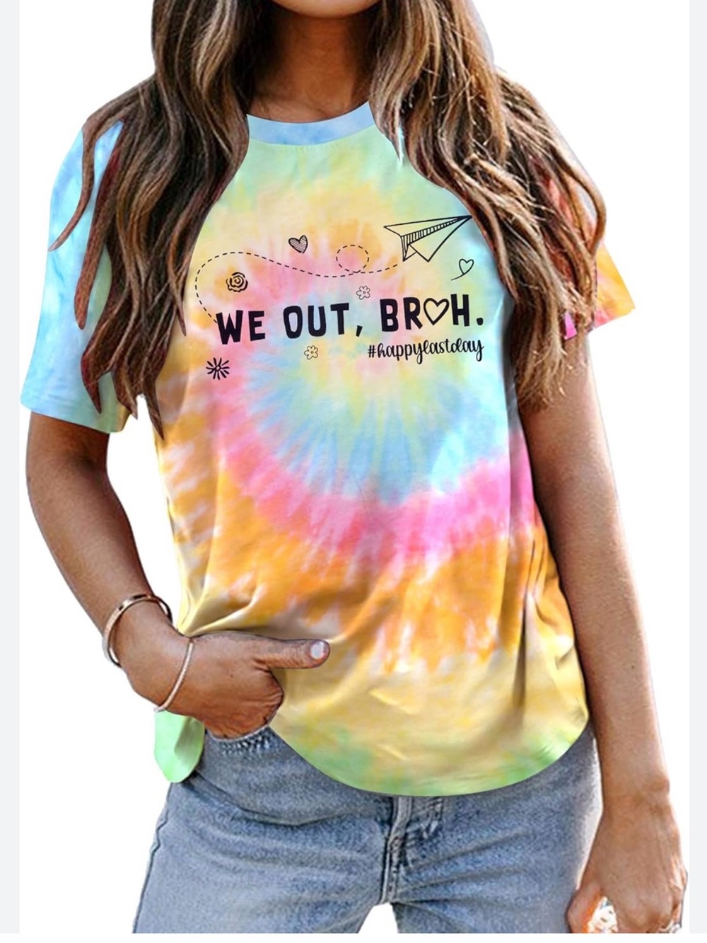 Tie-Dye Graphic Tee - "We Out, Bruh.”
